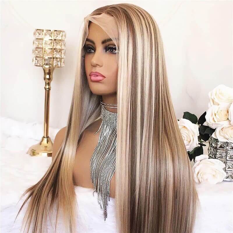 Highlight #P18/613 Ash Blonde Human Hair Wigs Body Wave Wigs Blonde Hair With Highlights - Image 3