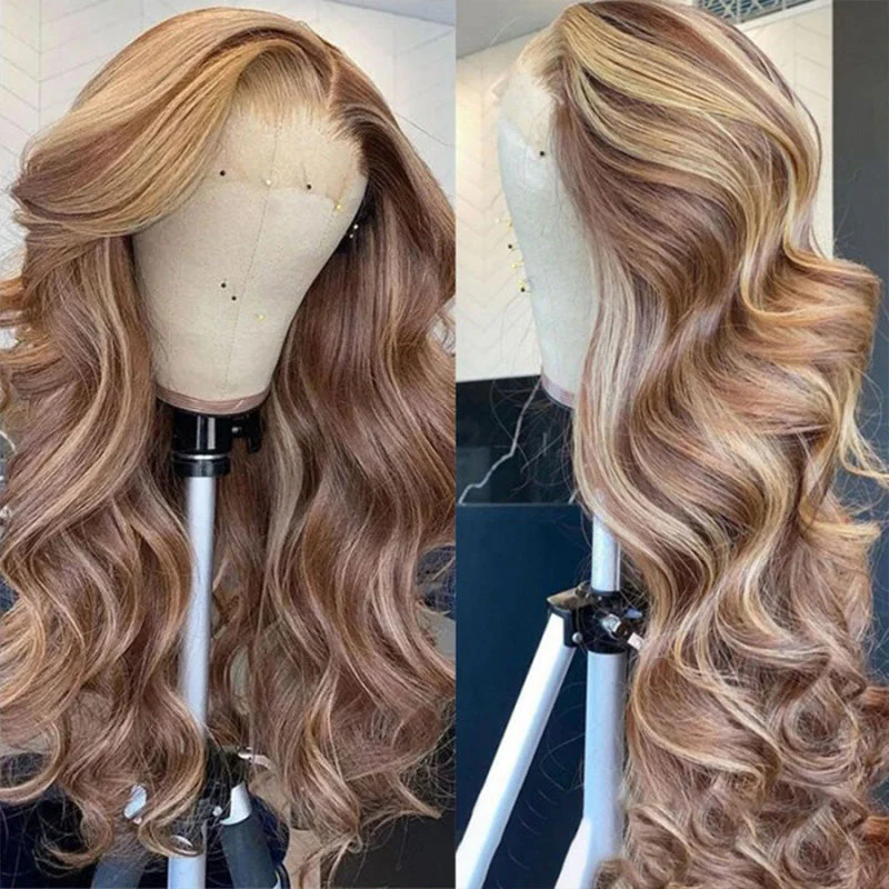 Highlight #P18/613 Ash Blonde Human Hair Wigs Body Wave Wigs Blonde Hair With Highlights - Image 5
