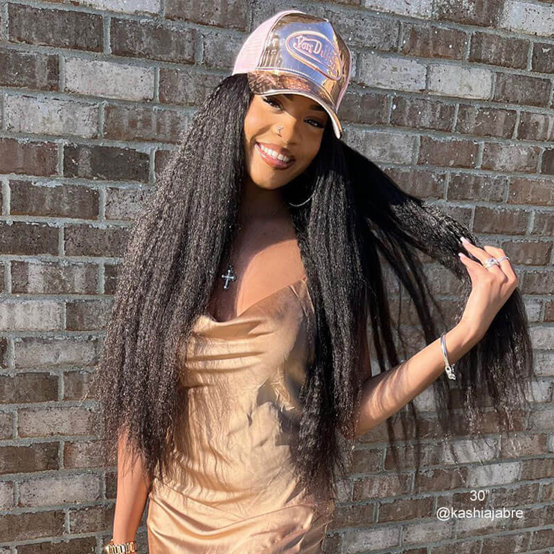 HD Transparent Lace Front Wig Kinky Straight Wig Human Hair For Women High Density - Image 5