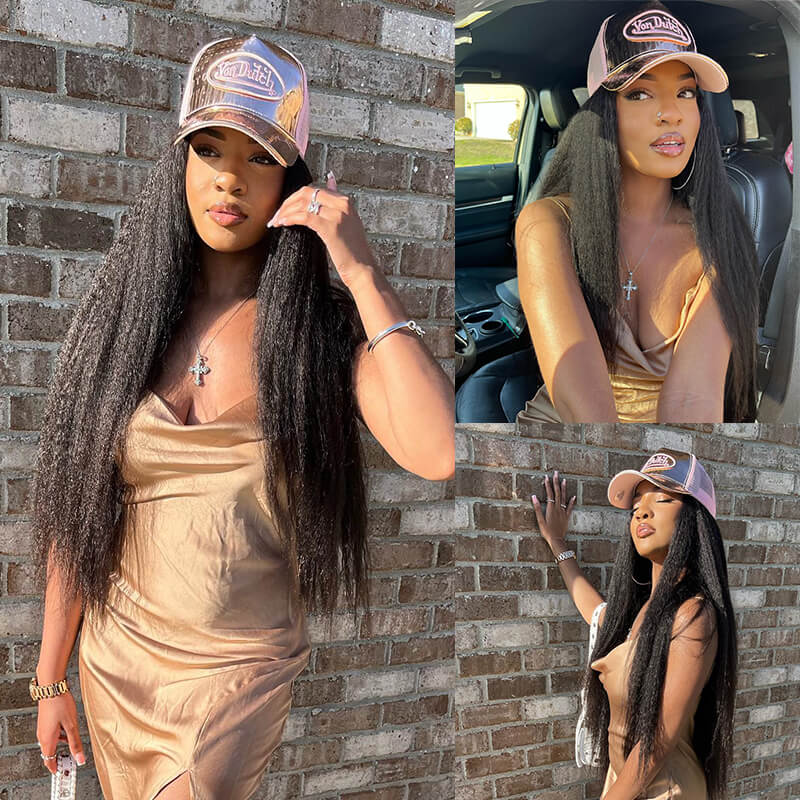 HD Transparent Lace Front Wig Kinky Straight Wig Human Hair For Women High Density - Image 6