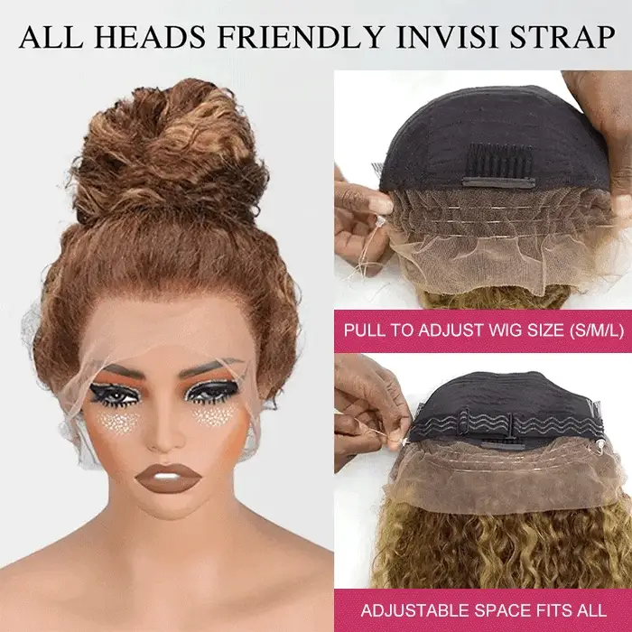 Invisi-String 360 HD Lace Frontal Balayage Highlights Blonde Glueless Wig Snug Fit Water Wave Human Hair Wigs - Image 7