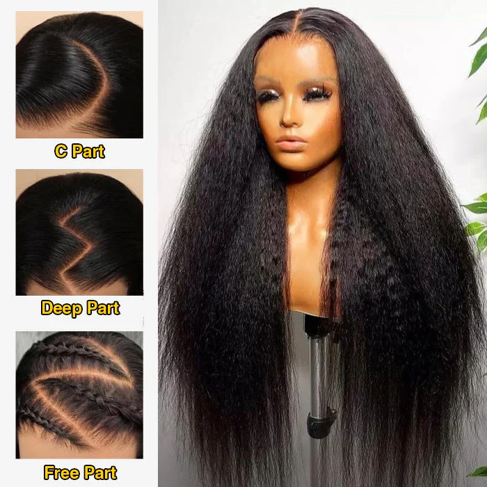 Kinky Straight 13x4 Pre Cut HD Lace Front Wig 13x6 Full Lace Pre-All Glueless Wig - Image 9