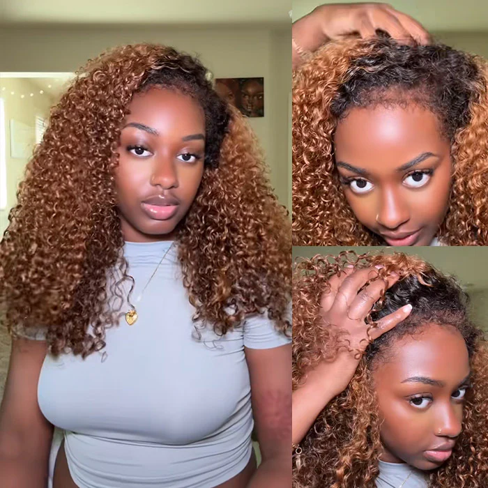 Limited Design | Coily Curly 4C Edges Wig Black Brown Ombre Glueless HD Lace Wig Realistic Hairline - Image 6