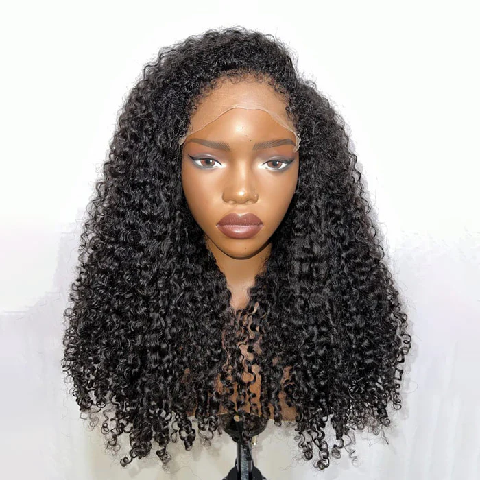 NEW Kinky Curly 4C Edges Realistic Hairline 8x5/360 Pre Cut HD Lace Frontal Glueless Human Hair Wigs - Image 3