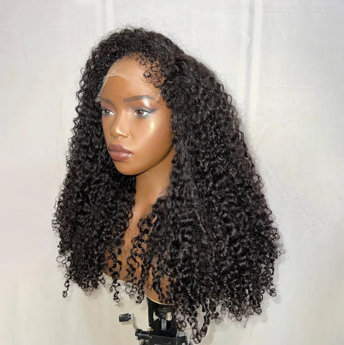 NEW Kinky Curly 4C Edges Realistic Hairline 8x5/360 Pre Cut HD Lace Frontal Glueless Human Hair Wigs - Image 4