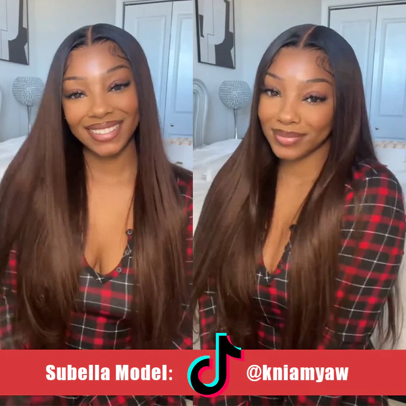 Ombre Brown Color Straight Human Hair Wigs Glueless HD Lace Wigs - Image 3