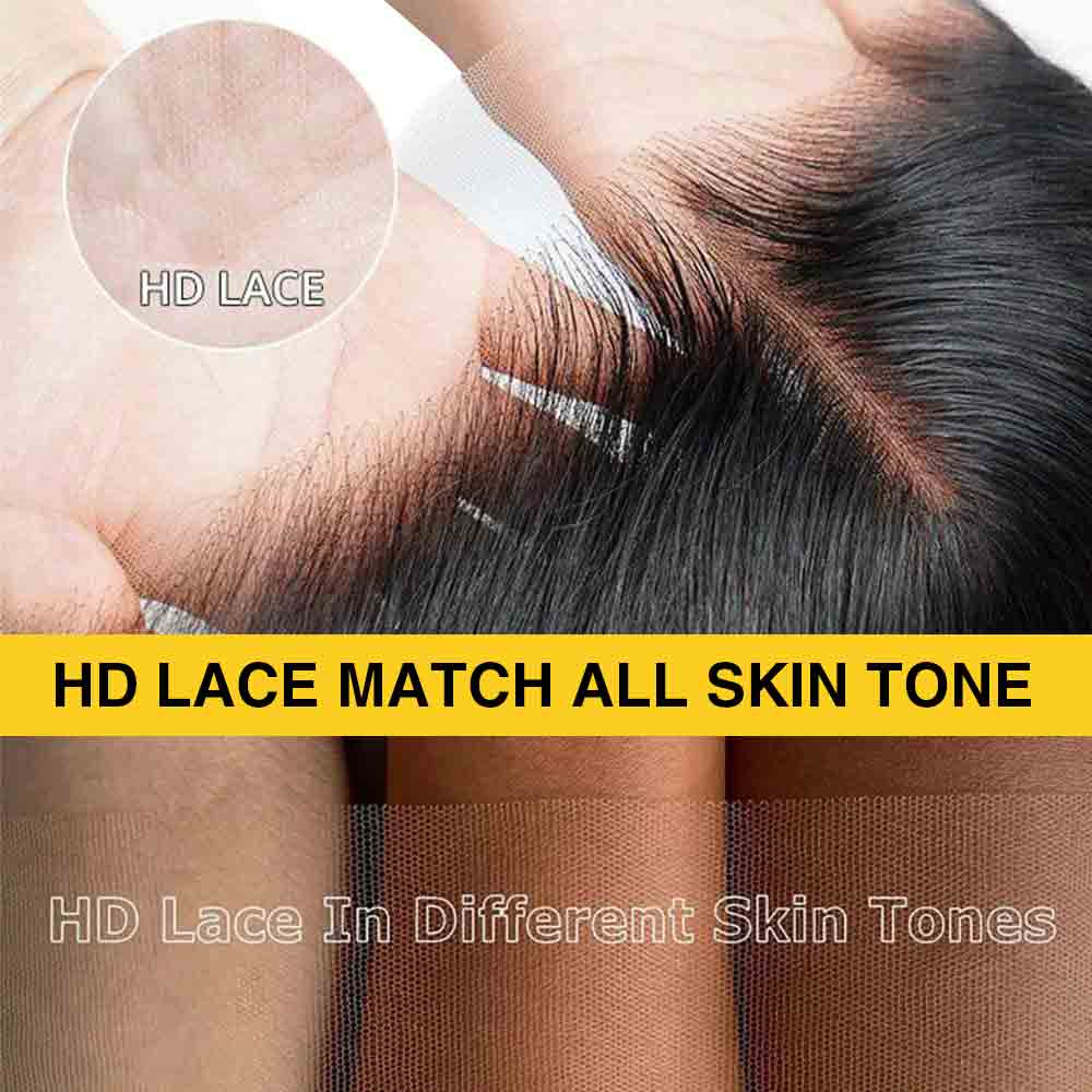 13x6 HD Full Lace Frontal Wigs Invisible HD Lace Straight Front Wigs Pre Bleached Knots Plucked Hairline - Image 10