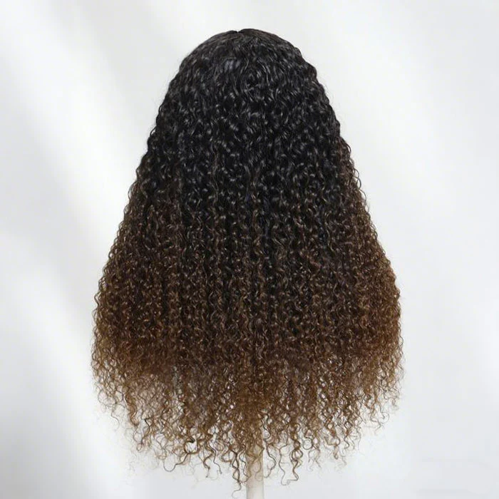 Pull Go Drawstring 13x4 Lace Front Wig Black to Chestnut Brown Jerry Curly Wig 180% Density Special Offer - Image 5