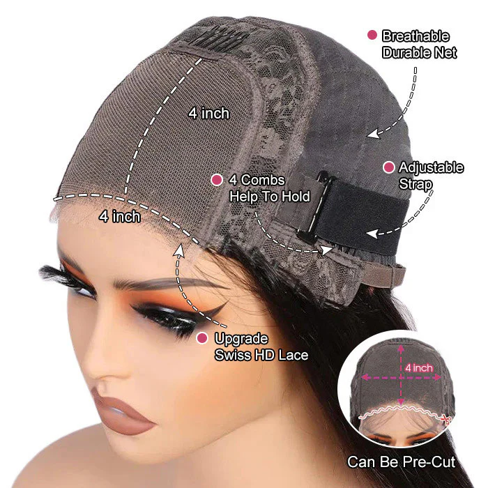 20''=$89 4X4 HD Transparent Lace Closure Wigs Body Wave Wig Pre Plucked With Baby Hair Special Offer - Image 10