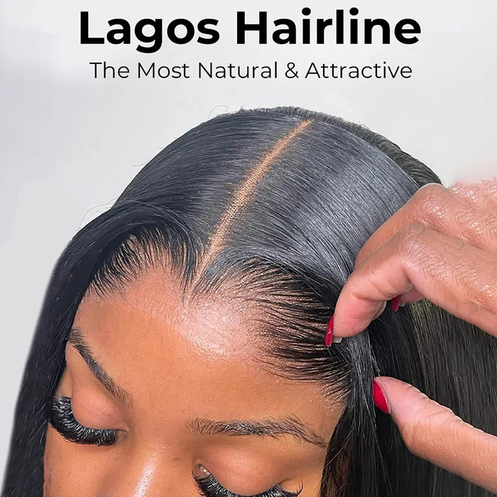 Flawless M-shaped Lagos Hairline Widows Peak Silk Straight Human Hair HD Lace Front Wig - Image 7