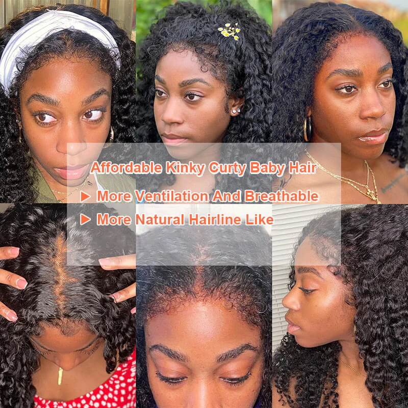 NEW Kinky Curly 4C Edges Realistic Hairline 8x5/360 Pre Cut HD Lace Frontal Glueless Human Hair Wigs - Image 14