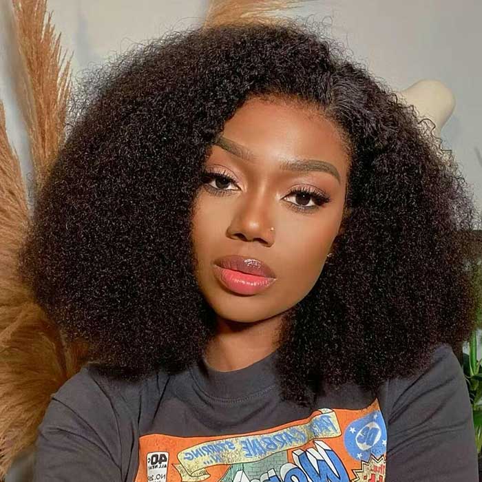 Limited Design | 4C Hairline Jerry Curly Wig 220% Density Glueless HD Lace Kinky Edges Afro Kinky Curly Human Hair Wigs - Image 5