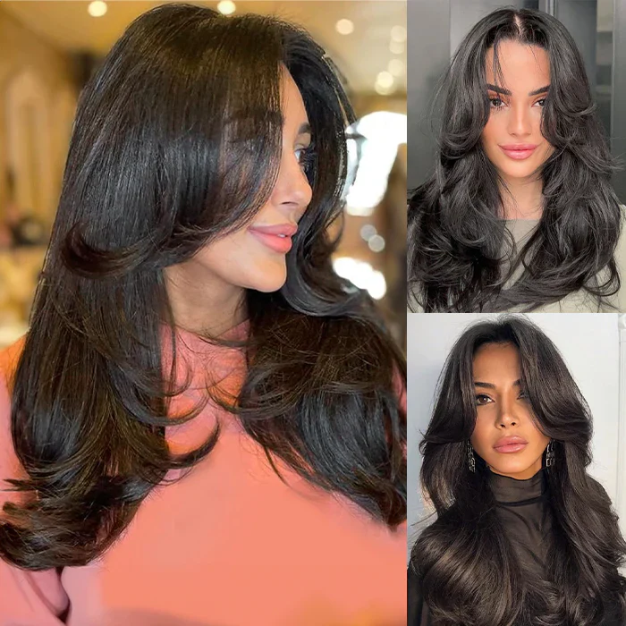 New Curtain Bangs Glueless HD Lace Wig Trendy Straight Human Hair Wigs with Adjustable Strap-Subella Hair - Image 7