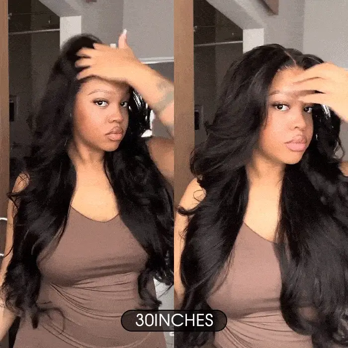 Curtain Bangs Glueless HD Lace Wig Chic Retro Body Wave Human Hair Wigs with Adjustable Strap - Image 3