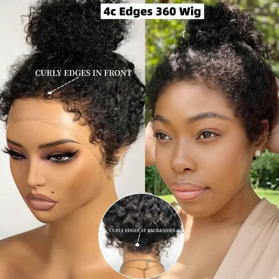 4C Curly Edge Lace Wig HD Lace Frontal Curly Human Hair Wig With Super Natural Hairline - Image 5