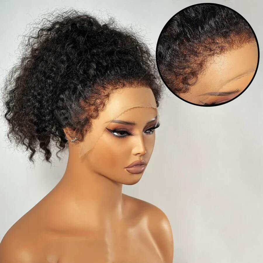 4C Curly Edge Lace Wig HD Lace Frontal Curly Human Hair Wig With Super Natural Hairline - Image 6