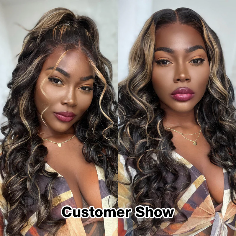Blonde Highlight 8*5 Pre Cut HD Lace Closure Wigs #P1B/27 Color Glueless Put On And Go Wig - Image 8