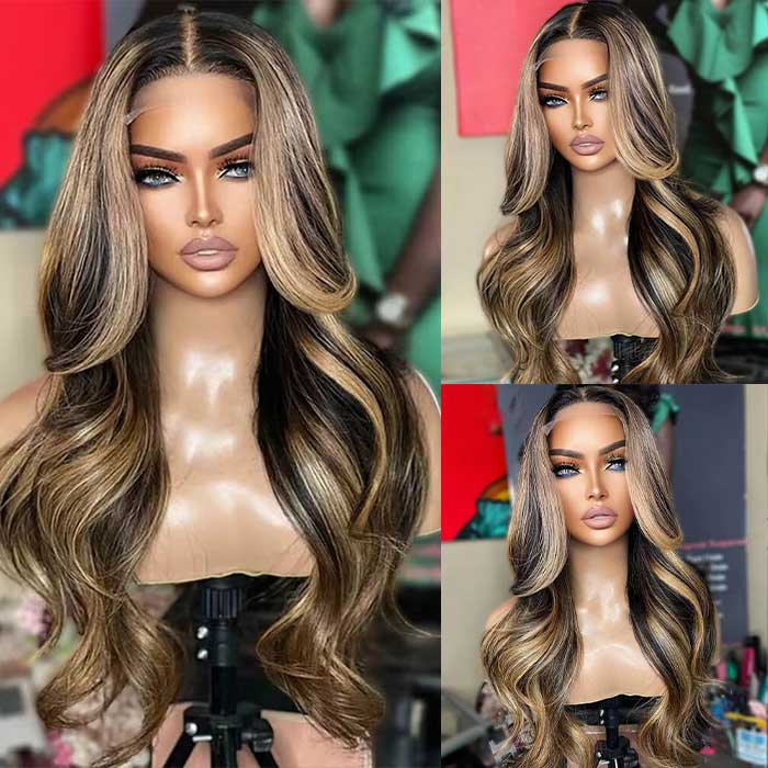 Blonde Highlight 8*5 Pre Cut HD Lace Closure Wigs #P1B/27 Color Glueless Put On And Go Wig - Image 9