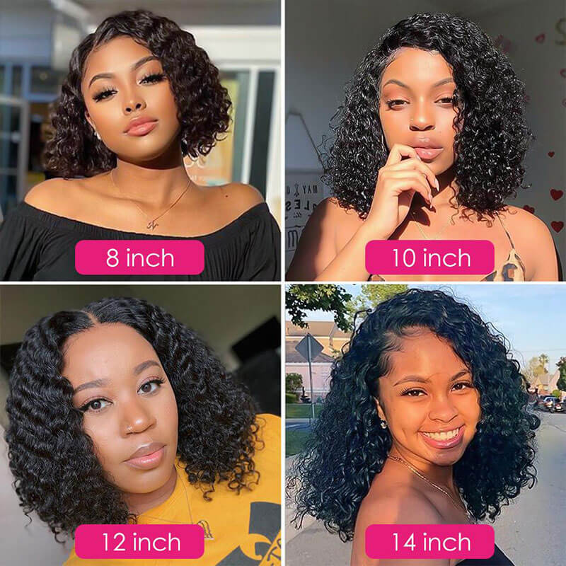 Short Cut 13*4 HD Transparent Lace Bob Wigs Water Wave Lace Front Wig - Image 6
