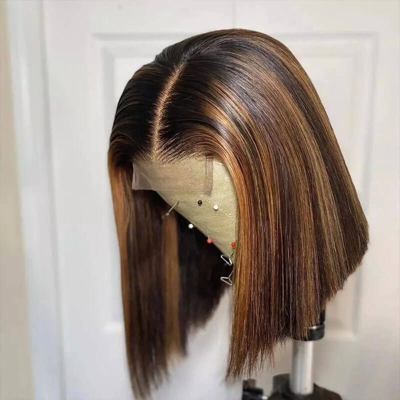 Straight Bob Wigs HD Transparent 4x4 Lace Closure Wig Highlight Ombre Color Pre Plucked with Baby Hair Special Offer - Image 3