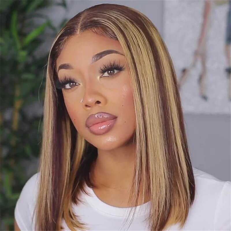 Straight Bob Wigs HD Transparent 4x4 Lace Closure Wig Highlight Ombre Color Pre Plucked with Baby Hair Special Offer - Image 5