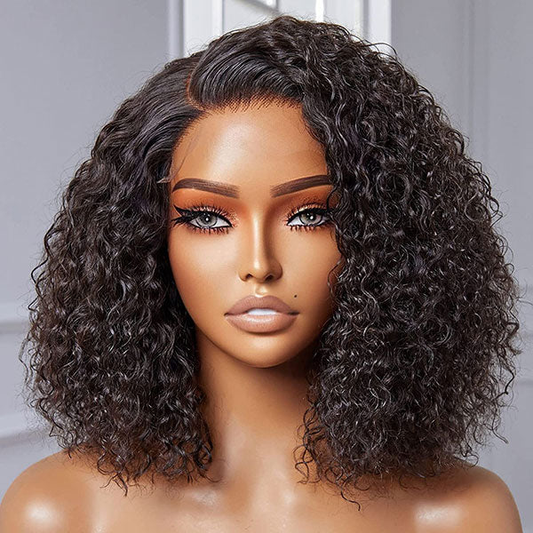 Side Part Curly Bob Wig NEW C Part HD Lace Front Human Hair Wigs Asymmetrical Bob Hairstyle - Image 3