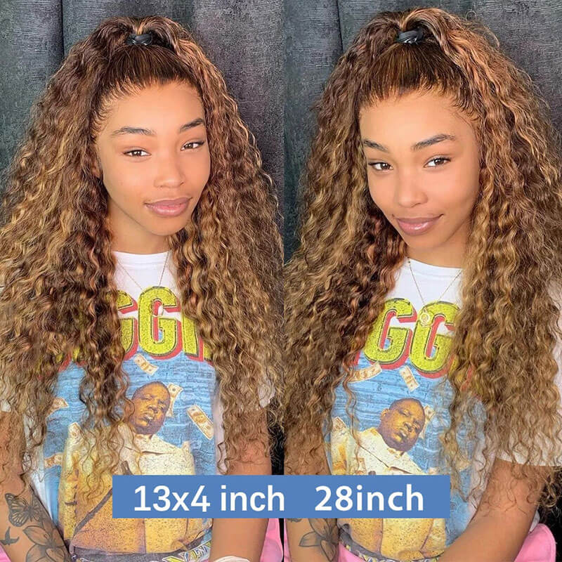 Subella 4/27 Highlight Wig Human Hair Brown Colored HD Transparent Lace Front Wig - Image 6