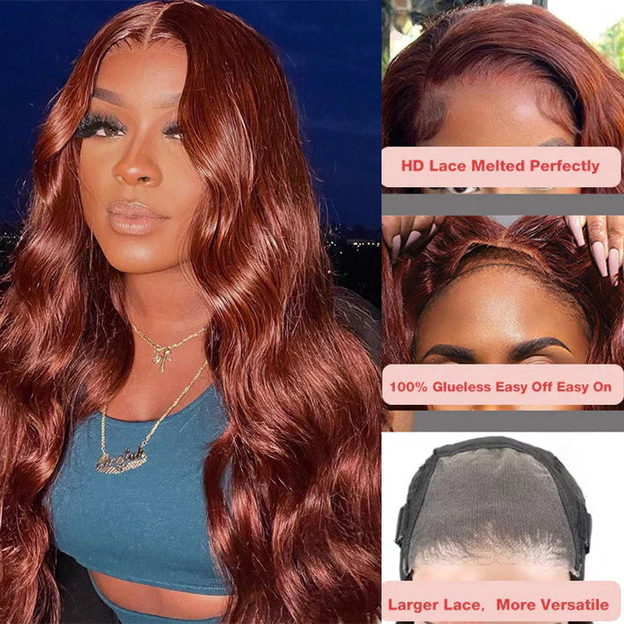 20"=$119 Subella 8x5 HD Lace Put On And Go Glueless Wigs Reddish Brown Body Wave Pre-Cut Lace Wigs Special Offer - Image 5