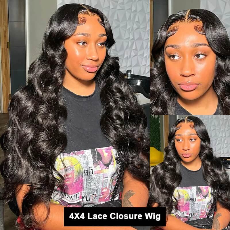 Subella Body Wave 4X4 HD Transparent Lace Closure Human Hair Wigs Free Part Lace Wig With Pre-Plucked Natural Hairline - Image 3