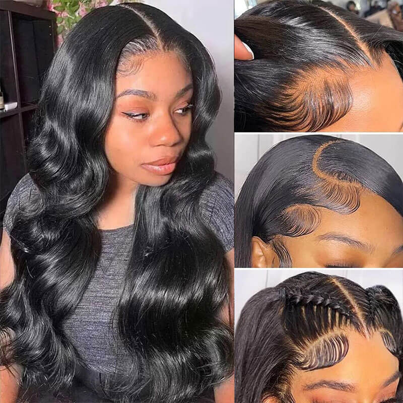 Subella Body Wave 4X4 HD Transparent Lace Closure Human Hair Wigs Free Part Lace Wig With Pre-Plucked Natural Hairline - Image 5