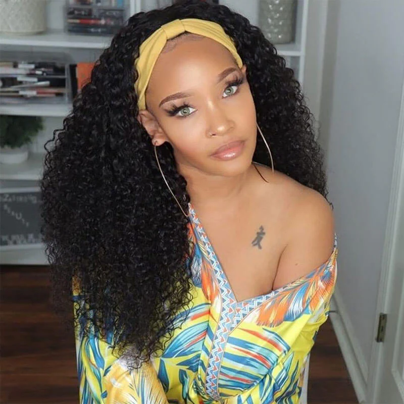Subella Hair  Curly Headband Wig Human Hair Glueless Wig No Lace Wig - Image 3