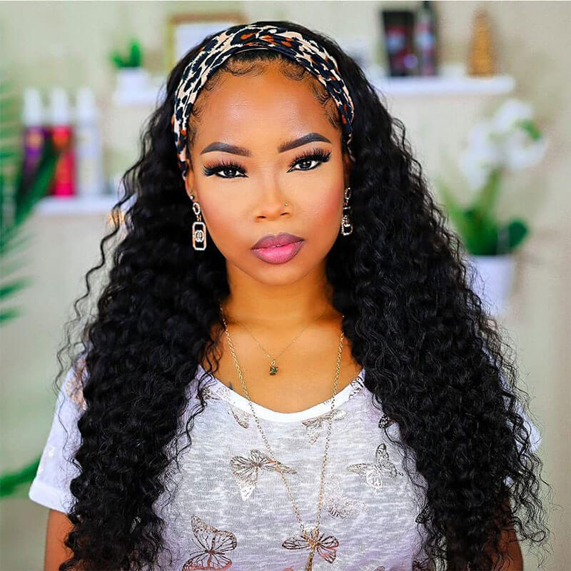 Subella Hair  Curly Headband Wig Human Hair Glueless Wig No Lace Wig - Image 5