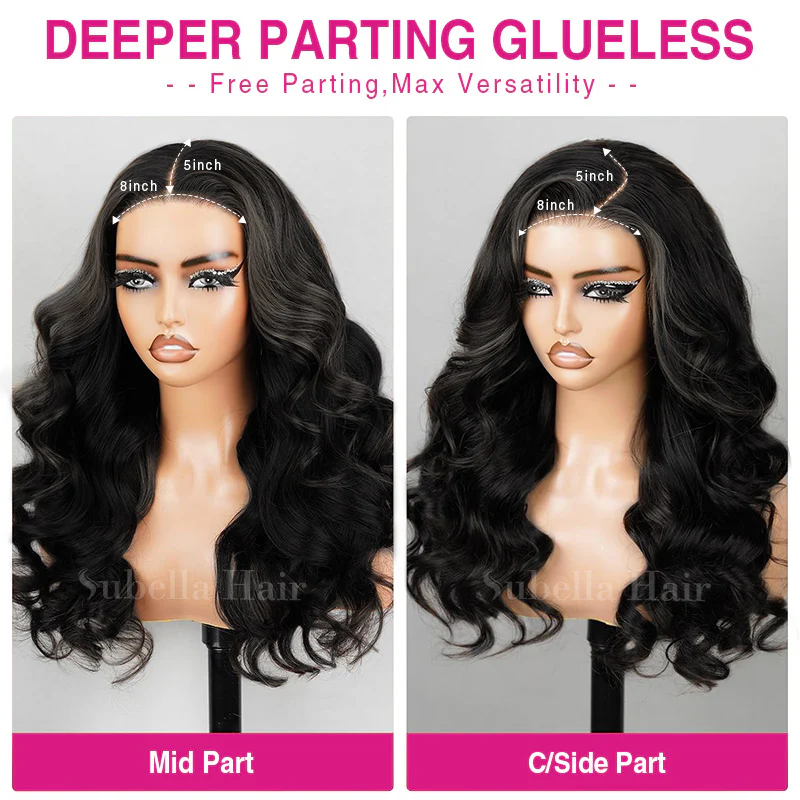 Subella Hair Ready and Go Glueless Wigs Pre Cut 8x5 HD Lace Body Wave Wig Undetectable Lace Closure Pre Bleached Knots Human Hair Wigs - Image 7