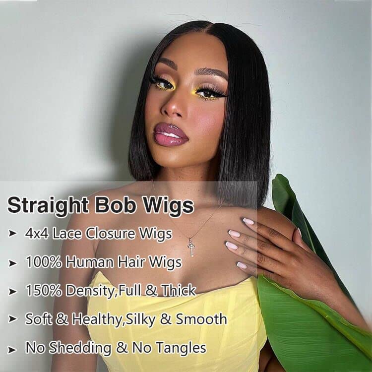 $59.9 Short Bob Wigs Straight Hair 4x4 HD Transparent Lace Closure Human Hair Wigs With Full Ends Special Offer - Image 6