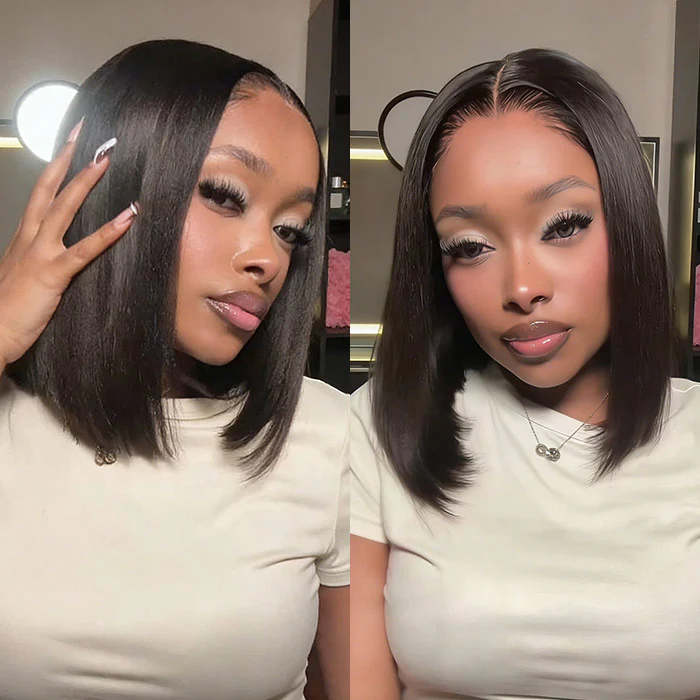Yaki Straight Bob Wig 8x5 Pre Cut Pre Bleached Pre Plucked Human Hair Lace Wig 220% Density Special Offer - Image 3